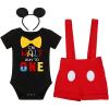 imageBaby Boys Half Way to One Birthday Cake Smash Outfit Bowtie Romper Suspenders Shorts Headband Set Halloween Fancy Dress up Mouse Costume for Photo Party Black  Im Half Way to One 1 612 Months