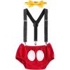imageChristmas Cake Smash Mickey Outfit Baby Boys First 1st 2nd Birthday Party Bloomers Bowtie YBack Clip Suspenders Diaper Cover Photography Props Costume 3pcs Clothes Set Red  Black 1218 Months