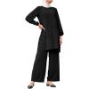 imageIDOPIP Abayas Dress for Women Muslim Long Sleeve Top Pants 2PCS Islamic Dubai Outfit Casual Ramadan Prayer Dress Clothes SetsBlack