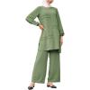 imageIDOPIP Abayas Dress for Women Muslim Long Sleeve Top Pants 2PCS Islamic Dubai Outfit Casual Ramadan Prayer Dress Clothes SetsGreen
