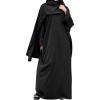 imageIDOPIP Abayas for Women Muslim Dress with Hijab OnePiece Long Sleeve Islamic Prayer Dress with Khimar Jilbab Kaftan ClothesBlack 1pc Dress Only