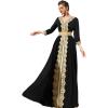 imageIDOPIP Embroidery Abayas for Women Muslim Moroccan Floral Maxi Kaftan Dress Arabic Islamic Dubai Robe Ramadan Prayer ClothesBlack