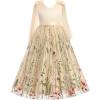 imageIDOPIP Embroidery Flower Girl Dress for Kids Wedding Pageant Party Communion Dresses Princess Bridesmaid VBackless Maxi GownApricot  Sleeveless