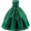 imageIDOPIP Flower Girl Sequin Appliques Dress for Kids Wedding Pageant Party Long Gown Princess Birthday Communion Tulle DressesGreen  Sequin