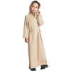 imageIDOPIP Kids Girls Muslim Abaya Dress with Belt Long Sleeve Zip Hooded Islamic Kaftan Maxi Dress Full Cover Thobe Gown ClothesCamel Hooded