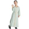 imageIDOPIP Kids Girls Muslim Abaya Dress with Belt Long Sleeve Zip Hooded Islamic Kaftan Maxi Dress Full Cover Thobe Gown ClothesGreen Hooded