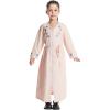 imageIDOPIP Kids Girls Muslim Abaya Dress with Belt Long Sleeve Zip Hooded Islamic Kaftan Maxi Dress Full Cover Thobe Gown ClothesPink No Hooded