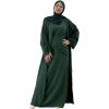 imageIDOPIP Muslim Abaya Dress for Women Long Sleeve Open Front Cardigan  Kaftan  Skirt  Hijab 34PCS Islamic Prayer Outfit SetBlackish Green  Hijab