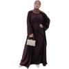 imageIDOPIP Muslim Abaya Dress for Women Long Sleeve Open Front Cardigan  Kaftan  Skirt  Hijab 34PCS Islamic Prayer Outfit SetCoffee  Hijab