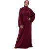 imageIDOPIP Muslim Abaya Dress for Women Long Sleeve Open Front Cardigan  Kaftan  Skirt  Hijab 34PCS Islamic Prayer Outfit SetWine Red  Hijab