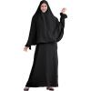 imageIDOPIP Muslim Abaya for Women One Piece Long Sleeve Islamic Prayer Dress Maxi Kaftan Robe Prayer Clothes with Khimar HijabBlack