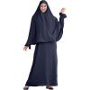 imageIDOPIP Muslim Abaya for Women One Piece Long Sleeve Islamic Prayer Dress Maxi Kaftan Robe Prayer Clothes with Khimar HijabNavy Blue