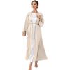 imageIDOPIP Muslim Abayas for Women Long Sleeve Open Front Cardigan Rhinestone Applique Islamic Dubai Maxi Kaftan Dress with BeltChampagne