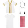 imageIDOPIP Muslim Baby Boys Ramadan Eid Outfit Cardigan Kaftan Thobe Arabic Islamic Abaya Dubai Robe Clothes with Head ScarfRopeWhite
