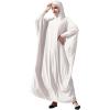imageIDOPIP Muslim Dresses for Women One Piece Long Sleeve Islamic Prayer Ramadan Abaya Hooded Hijab Loose Maxi Kaftan Dubai RobeWhite