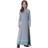 imageIDOPIP Muslim Girls Dress for Kids Long Sleeve Islamic Dubai Robe Loose Fit Kaftan Maxi Gown Ramadan Prayer Abaya ClothesGray