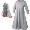 imageIDOPIP Muslim Girls Dress for Kids Long Sleeve Islamic Prayer Abaya Dress Maxi Kaftan Thobe with Hijab 2PCS Modest ClothesGray  Plain