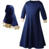 imageIDOPIP Muslim Girls Dress for Kids Long Sleeve Islamic Prayer Abaya Dress Maxi Kaftan Thobe with Hijab 2PCS Modest ClothesNavy Blue  Plain