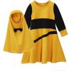 imageIDOPIP Muslim Girls Dress for Kids Long Sleeve Islamic Prayer Abaya Dress Maxi Kaftan Thobe with Hijab 2PCS Modest ClothesYellow