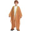 imageIDOPIP Muslim Thobe for Boys Islamic Arabic Kaftan Robe Ramadan Kids Long Sleeve Embroidery Tassels Open Front Cardigan ThobeCamel