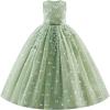 imageIDOPIP Sequin Flower Girl Lace Dress for Kids Wedding Pageant Party Formal Long Gown Princess First Communion Tulle DressesGreen Sequin Butterfly