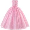imageIDOPIP Sequin Flower Girl Lace Dress for Kids Wedding Pageant Party Formal Long Gown Princess First Communion Tulle DressesPink Sequin Butterfly