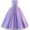 imageIDOPIP Sequin Flower Girl Lace Dress for Kids Wedding Pageant Party Formal Long Gown Princess First Communion Tulle DressesPurple Sequin Butterfly