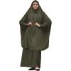 imageIDOPIP Two Pieces Jilbab Modest Dress for Muslim Women Long Maxi Khimar  Skirt with Hijab Burkas Islamic Abaya Dress OutfitArmy Green