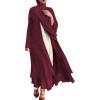 imageMuslim Abaya Dress for Women  Long Sleeve Islamic Dubai Abaya Cardigan Robe  Middle East Prayer Dress with HijabWine Red