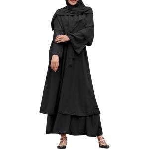 imageAbayas Muslim Dress for Women Long Sleeve Islamic Abaya Eid Dubai Kaftan Dresses Middle East Prayer Dress Chiffon RobeBlack
