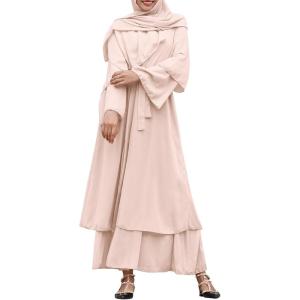 imageAbayas Muslim Dress for Women Long Sleeve Islamic Abaya Eid Dubai Kaftan Dresses Middle East Prayer Dress Chiffon RobeKhaki
