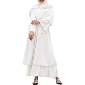 imageAbayas Muslim Dress for Women Long Sleeve Islamic Abaya Eid Dubai Kaftan Dresses Middle East Prayer Dress Chiffon RobeWhite