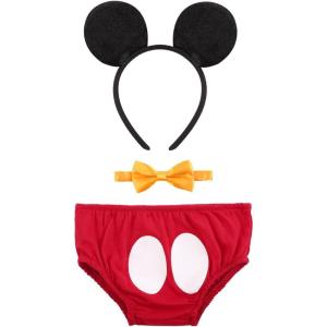 imageBaby Boys Cake Smash Outfit First Birthday Bloomers Cotton Diaper CoverFormal Tuxedo Bow Tie Black Mouse Ears Headband Fancy Dress up Costume Carnival Party Cosplay for Photo Shoot Red 218M