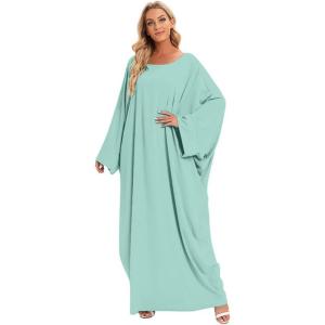 imageIDOPIP Abayas for Women Muslim Dress with Hijab OnePiece Long Sleeve Islamic Prayer Dress with Khimar Jilbab Kaftan ClothesGreen 1pc Dress Only