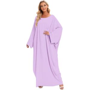 imageIDOPIP Abayas for Women Muslim Dress with Hijab OnePiece Long Sleeve Islamic Prayer Dress with Khimar Jilbab Kaftan ClothesLight Purple 1pc Dress Only