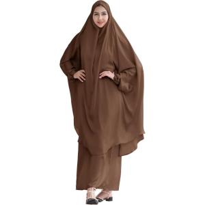 imageIDOPIP Mommy and Me Matching Abaya for Muslim Women Girls Long Maxi Skirt  Khimar Hijab Burkas 2PCS Islamic Prayer Clothes