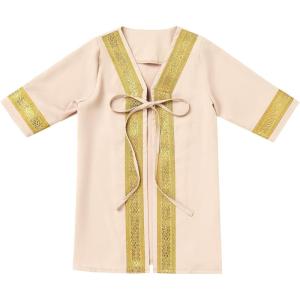 imageIDOPIP Muslim Baby Boys Ramadan Eid Outfit Cardigan Kaftan Thobe Arabic Islamic Abaya Dubai Robe Clothes with Head ScarfRopeBeige