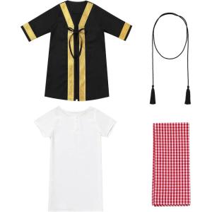 imageIDOPIP Muslim Baby Boys Ramadan Eid Outfit Cardigan Kaftan Thobe Arabic Islamic Abaya Dubai Robe Clothes with Head ScarfRopeBlack