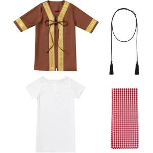 imageIDOPIP Muslim Baby Boys Ramadan Eid Outfit Cardigan Kaftan Thobe Arabic Islamic Abaya Dubai Robe Clothes with Head ScarfRopeCoffee
