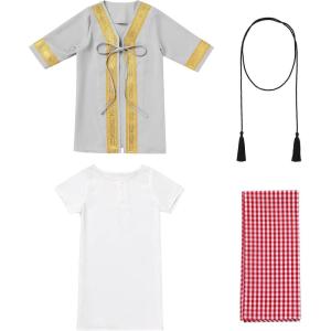 imageIDOPIP Muslim Baby Boys Ramadan Eid Outfit Cardigan Kaftan Thobe Arabic Islamic Abaya Dubai Robe Clothes with Head ScarfRopeGray