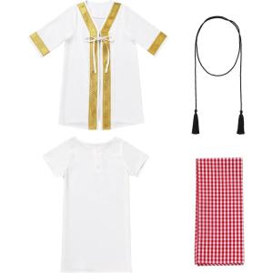 imageIDOPIP Muslim Baby Boys Ramadan Eid Outfit Cardigan Kaftan Thobe Arabic Islamic Abaya Dubai Robe Clothes with Head ScarfRopeWhite