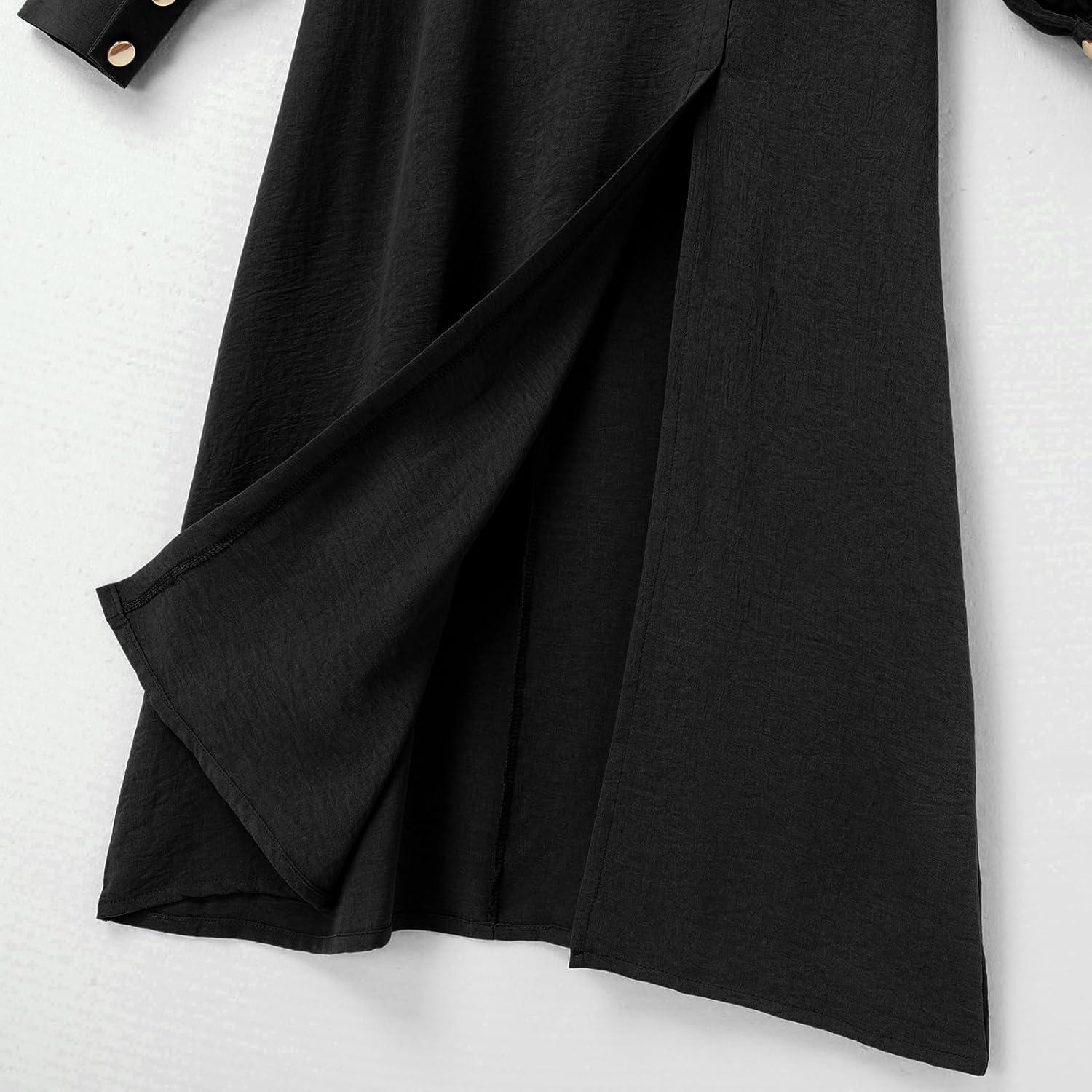 imageIDOPIP Abaya Dress for Women Muslim Set Long Sleeve Ramadan Islamic Dress Shirt with Pants 2PCS Dubai Prayer Casual ClothesBlack  Split