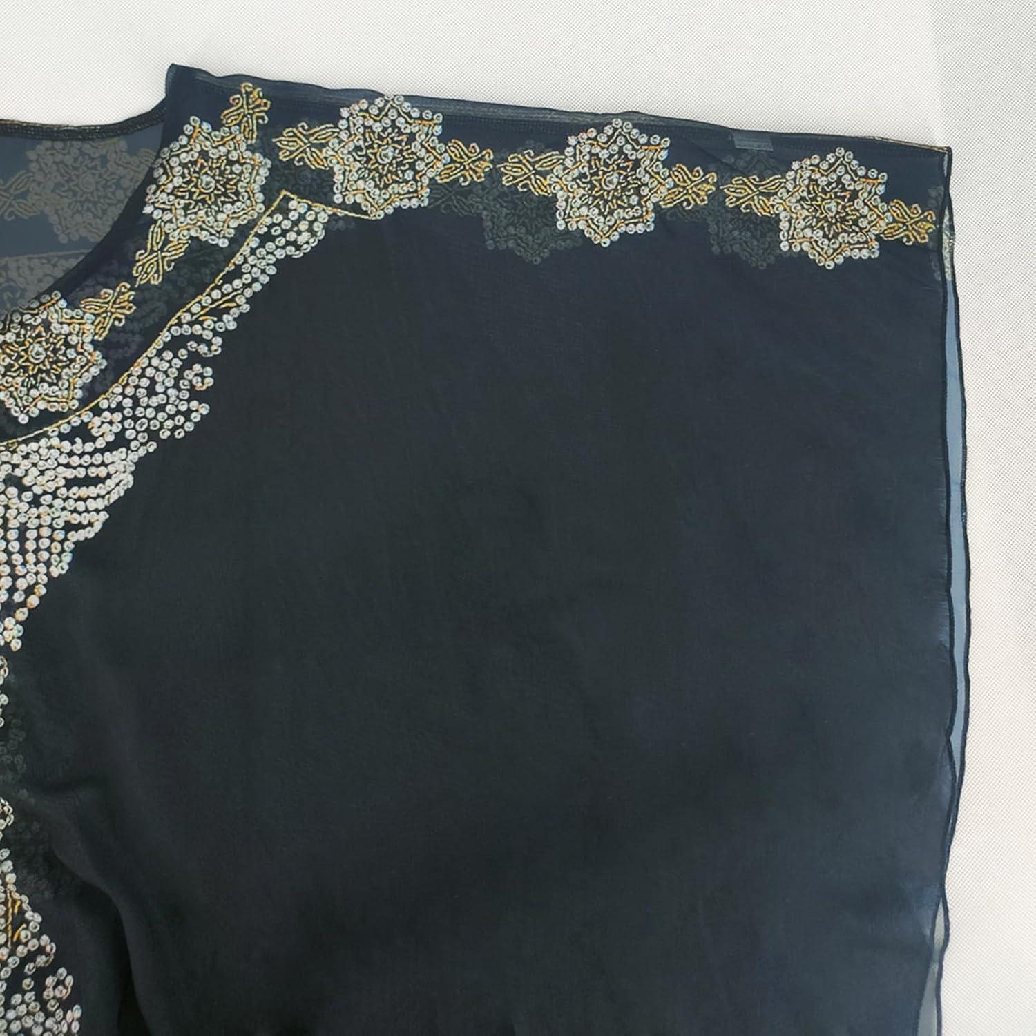 imageIDOPIP Embroidery Applique Abayas for Women Muslim Maxi Kaftan Dresses Full Cover Islamic Dubai Robe Ramadan Casual Moroccan