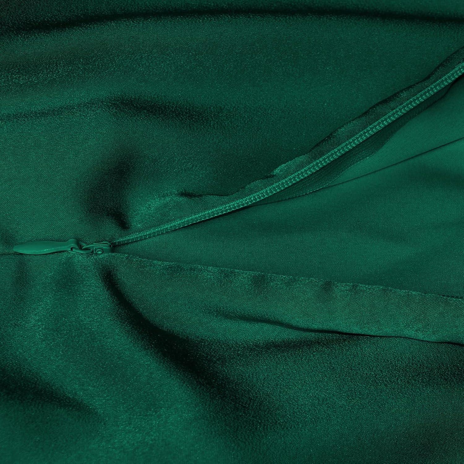 imageIDOPIP Women Elegant Satin Dress Sleeveless Halter Prom Party Gown Cocktail Bridesmaid Wedding Guest Outfit Formal Maxi DressGreen