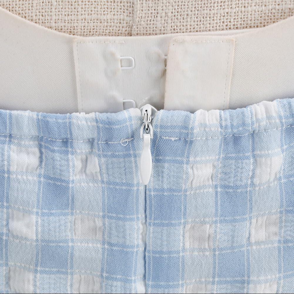 imageIDOPIP Womens 1950s Vintage Plaid Dress Retro Cocktail Swing Dress Prom Party Midi Dress Wedding Guest Outfit Gingham GownBlue