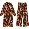 imageIDOPIP Abaya Dress for Women Muslim Set Long Sleeve Ramadan Islamic Dress Shirt with Pants 2PCS Dubai Prayer Casual ClothesBlack  Print
