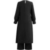 imageIDOPIP Abaya Dress for Women Muslim Set Long Sleeve Ramadan Islamic Dress Shirt with Pants 2PCS Dubai Prayer Casual ClothesBlack  Split