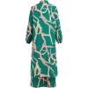 imageIDOPIP Abaya Dress for Women Muslim Set Long Sleeve Ramadan Islamic Dress Shirt with Pants 2PCS Dubai Prayer Casual ClothesGreen  Print