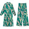 imageIDOPIP Abaya Dress for Women Muslim Set Long Sleeve Ramadan Islamic Dress Shirt with Pants 2PCS Dubai Prayer Casual ClothesGreen  Print