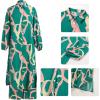 imageIDOPIP Abaya Dress for Women Muslim Set Long Sleeve Ramadan Islamic Dress Shirt with Pants 2PCS Dubai Prayer Casual ClothesGreen  Print